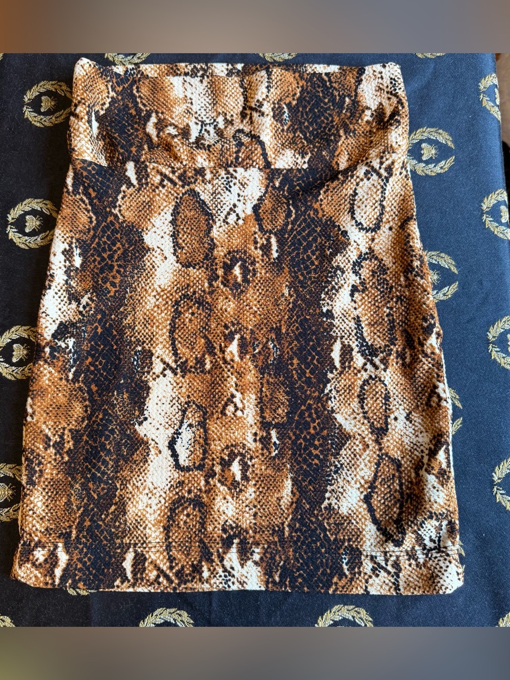 High-Rise Snake Print Mini Skirt in Brown